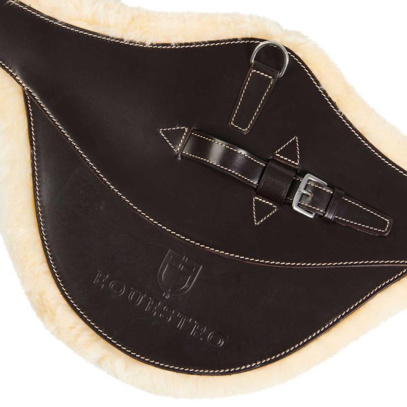 EQUESTRO - Sangle bavette en cuir italien doublée faux mouton 100 CM NOIR
