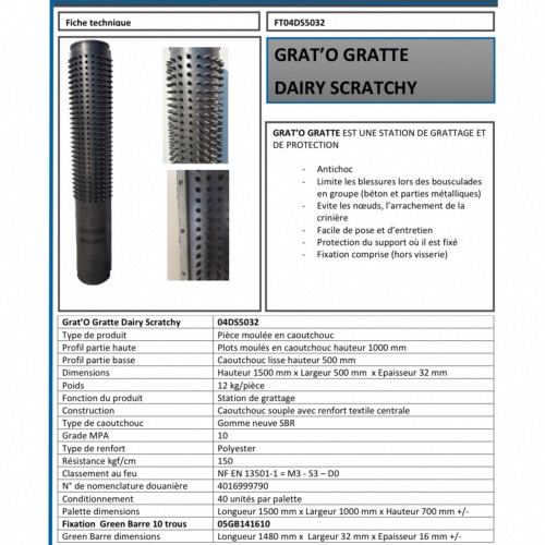 GRATT'O GRATTE - Grattoir caoutchouc mural chevaux à picots