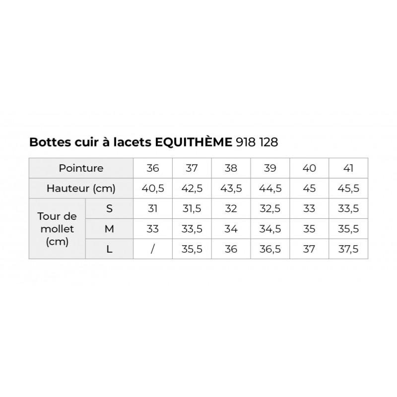 EQUITHEME - Bottes équitation en cuir lisse et lacets CHOISIR UNE POINTURE S