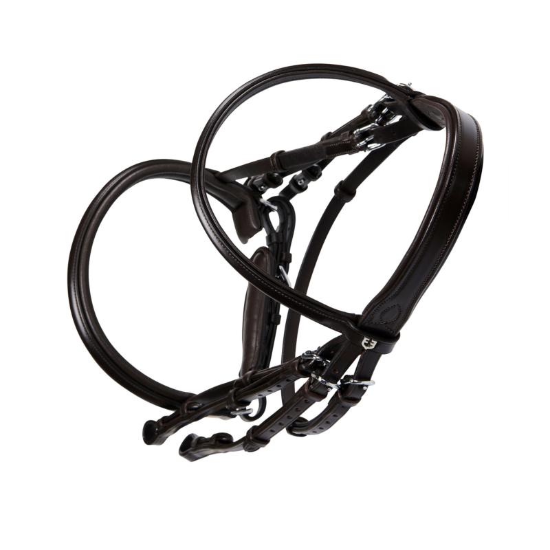 EQUESTRO  - Bride en Cuir Italien muserolle large sans rênes COB NOIR/NOIR