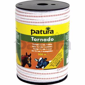 PATURA - Ruban Tornado 12,5 mm pour clôture électrique , Rouleau de 200 m, blanc-orange