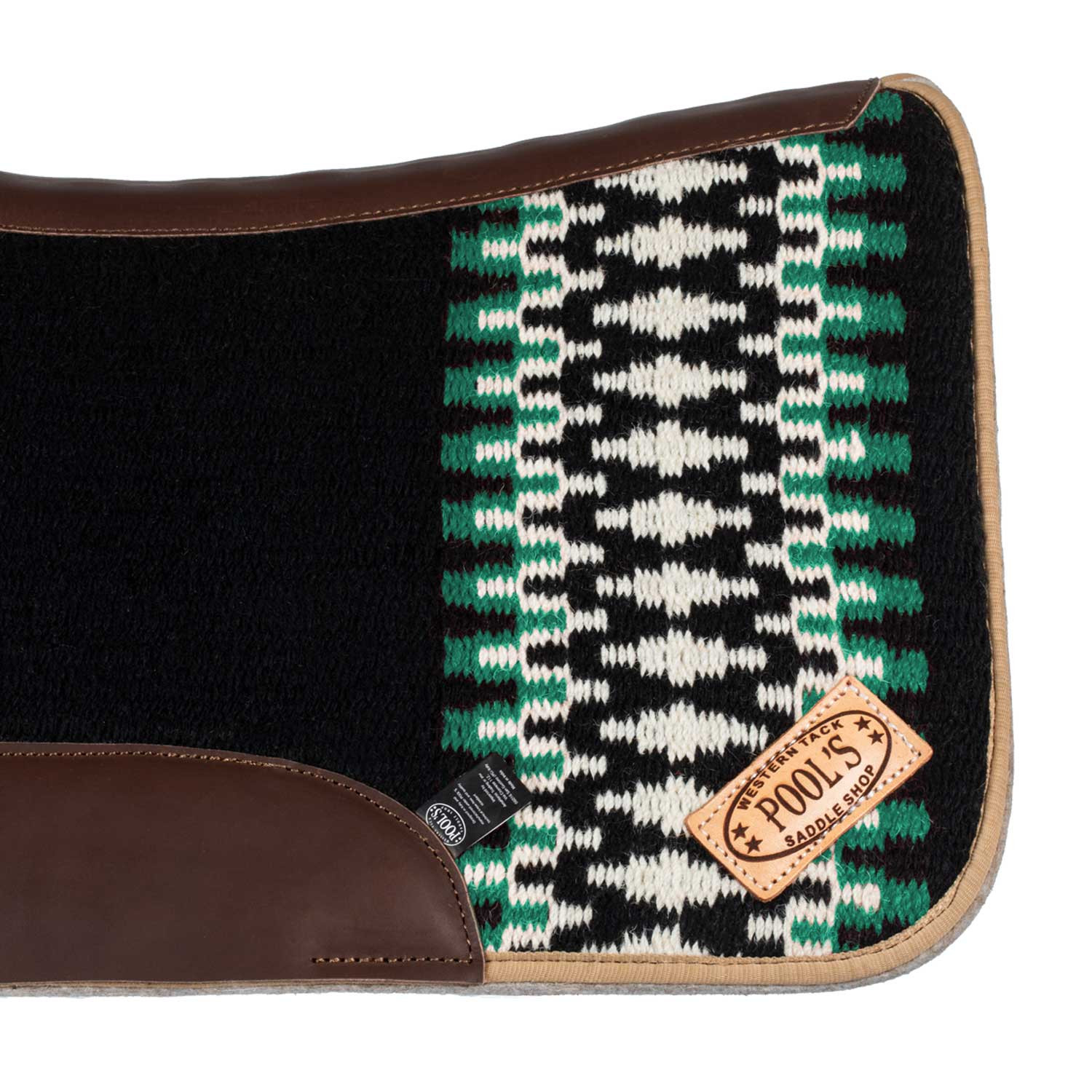 POOL'S- Tapis Western feutre avec renforts cuir BLEU