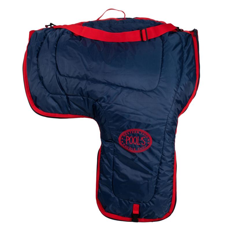 POOL'S - Sac à Selle WESTERN en Nylon 300 Deniers Matelassé MARINE/ROUGE