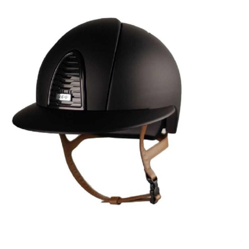 KEP ITALIA - Casque équitation Cromo Matt 2.0 Visière Polo jugulaire Camel TAILLE 51 CM NOIR