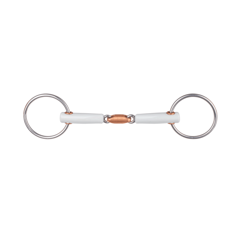 BERIS - Mors de Bride double brisure fin en plastique doux anneaux 6 CM