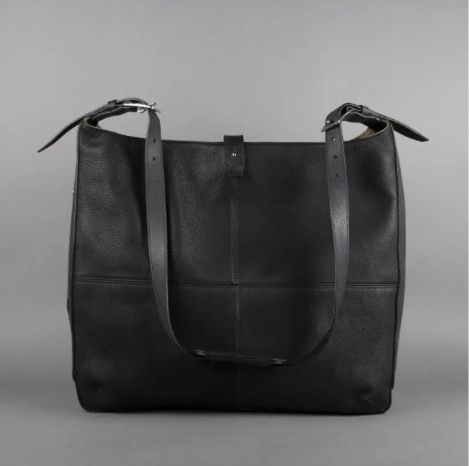 ANTARES - Sac Cabas à Bandoulière en Cuir Grainé PARIS NOIR