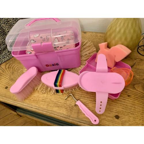 HORKA - Coffre de pansage complet avec brosses pour enfant, PINK