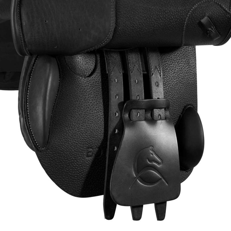 ACAVALLO - Selle Obstacle Cuir Doublé Veau Semie Creuse BOTTICELLI MAG 16.5 POUCES NOIR