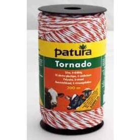 PATURA - Fil électro-plast. TORNADO pour clôture électrique L200 m, blanc-orange