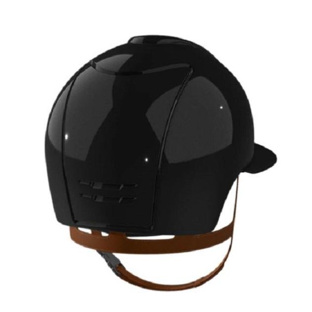 KEP ITALIA - Casque d'Equitation CROMO 2.0 SHINE Visière XL Jugulaire Camel TAILLE 51 CM NOIR