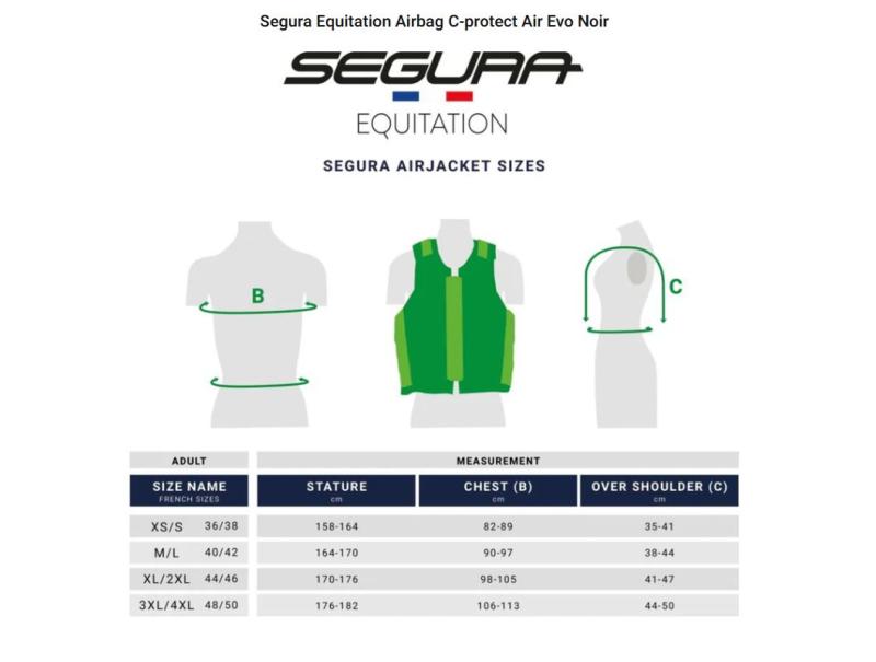 SEGURA - Gilet Airbag Cavalier en softshell C-PROTECT AIR EVO S ADULTE NOIR