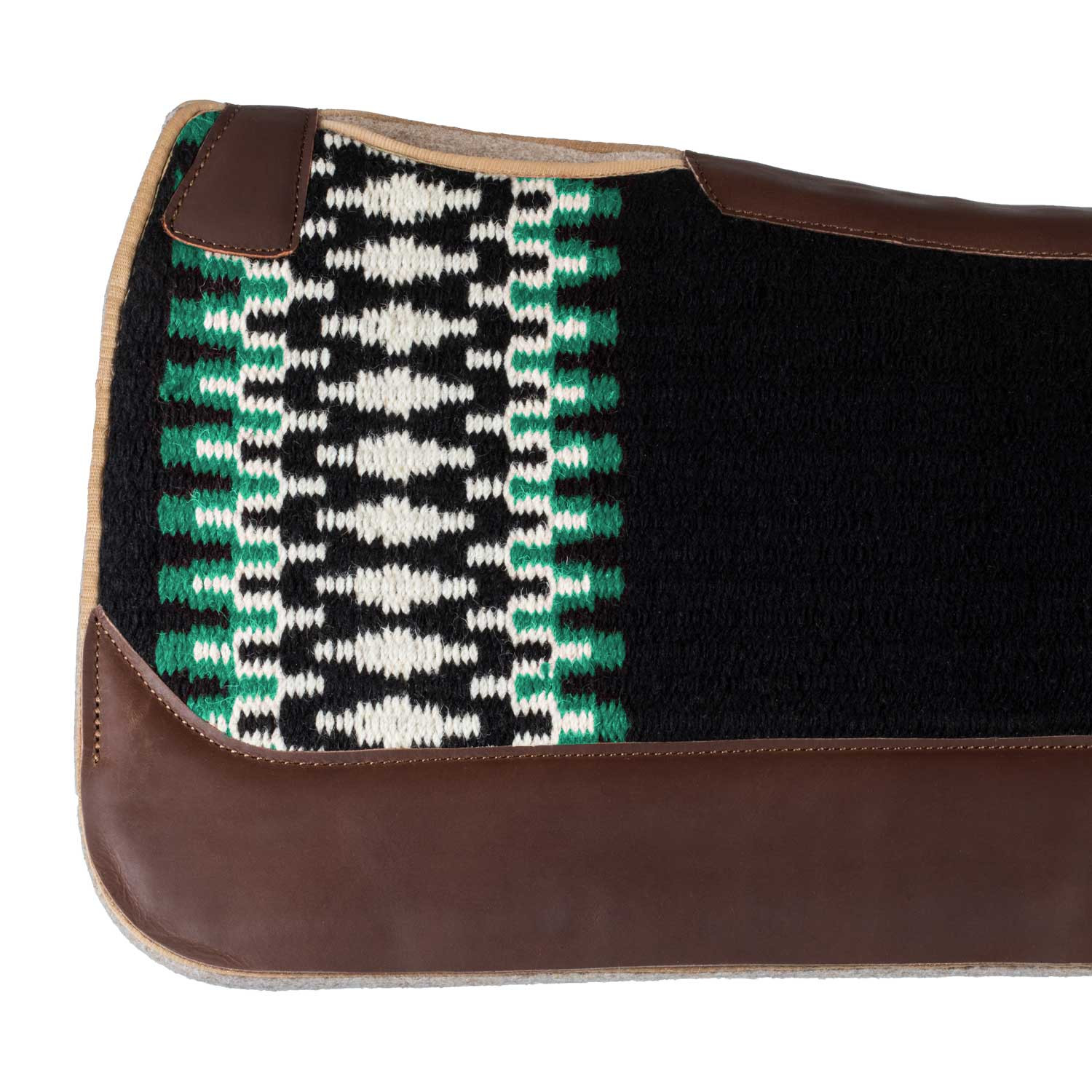 POOL'S- Tapis Western feutre avec renforts cuir BLEU