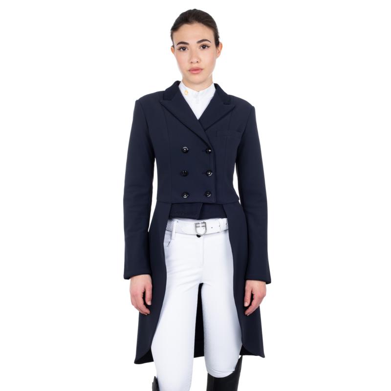 EQUESTRO - Veste de Dressage Longue en Stretch pour Concours, XXS FEMME NOIR