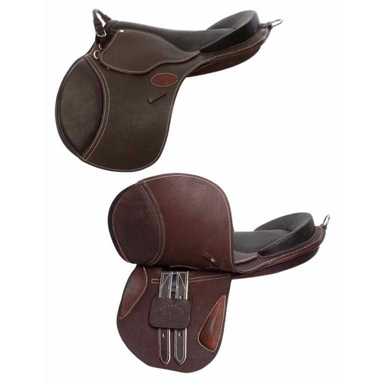 GUY CANTIN - Selle d'obstacle poney EVOLUTION JUMPING en cuir pour  enfant CUIR NOIR 14.5 POUCES (Siège 41.5 cm)