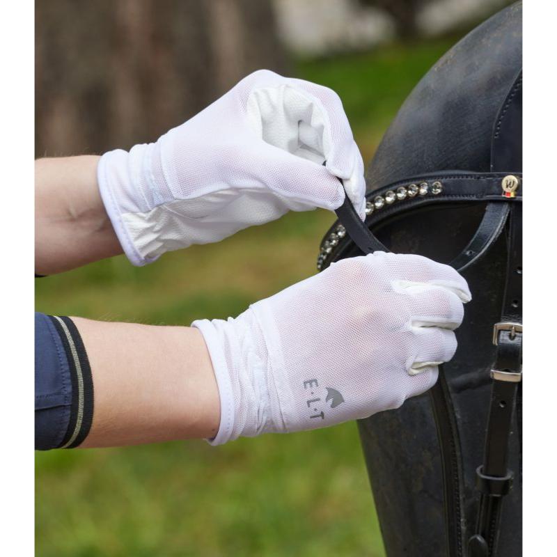 Gants d'Equitation Eté Main en Maille Filet SUNNY, ELT XS FEMME NOIR