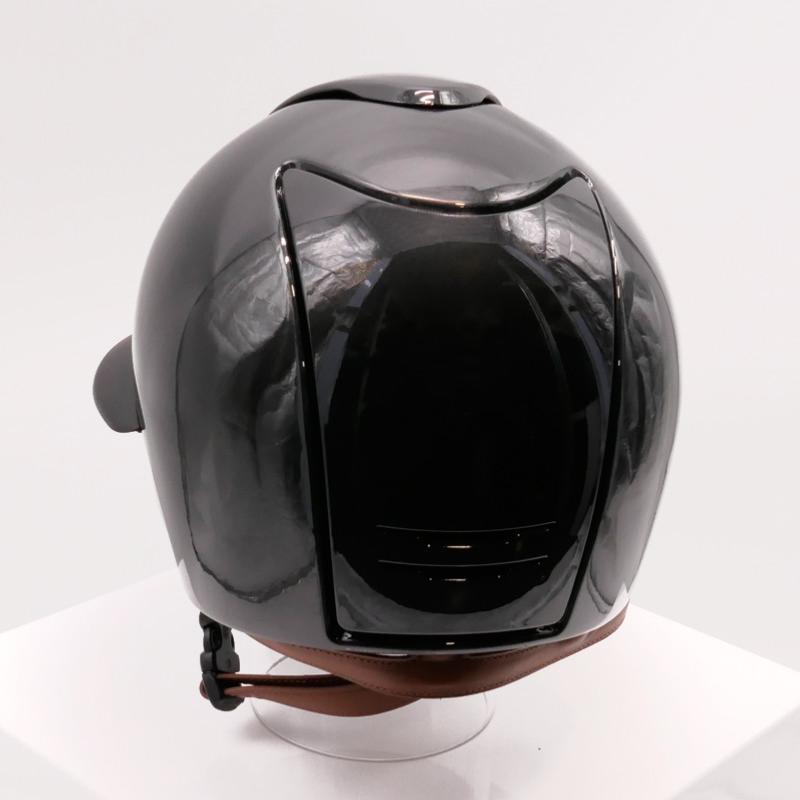 KEP ITALIA - Casque d'Equitation CROMO 2.0 SHINE Visière XL Jugulaire Camel TAILLE 51 CM NOIR