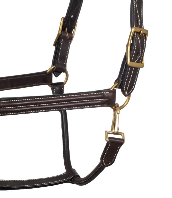 SUPREME - Licol en cuir triple épaisseur multi réglage matelassé NOIR PONEY