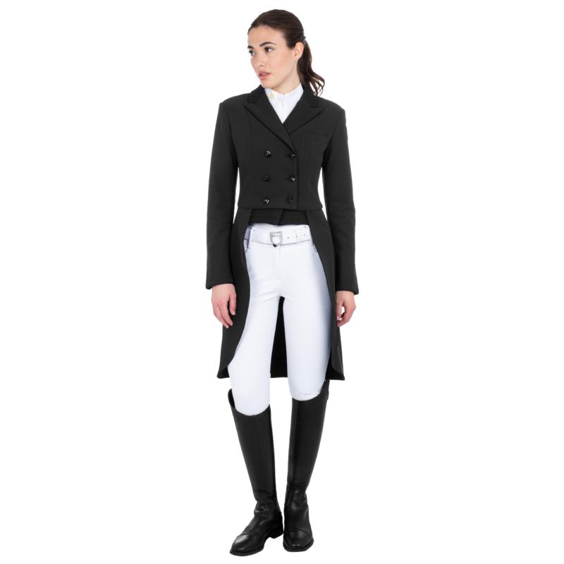EQUESTRO - Veste de Dressage Longue en Stretch pour Concours, XXS FEMME NOIR