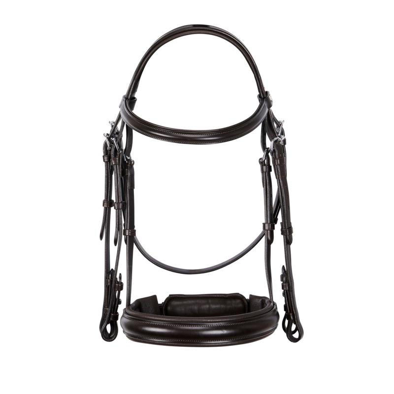 EQUESTRO  - Bride en Cuir Italien muserolle large sans rênes COB NOIR/NOIR